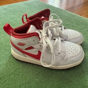 Jordan Kids White and Red Sneakers